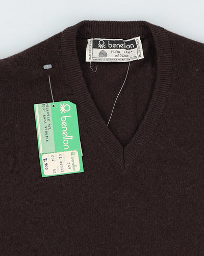 Vintage 70s Deadstock With Tags Benetton Brown Pullover Knit - Youth S / M