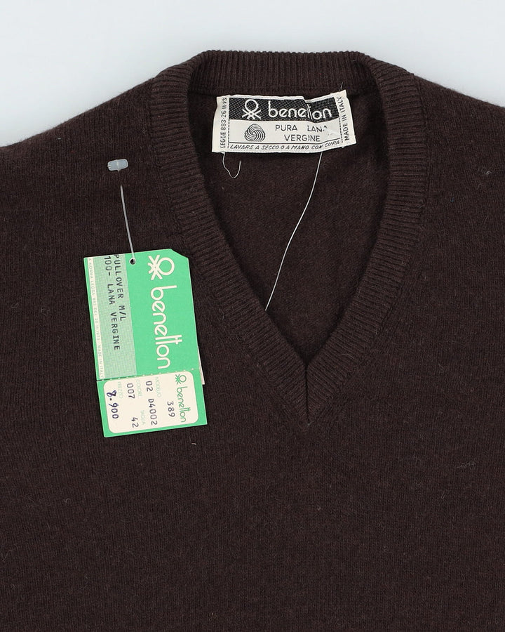 Vintage 70s Deadstock With Tags Benetton Brown Pullover Knit - Youth S / M