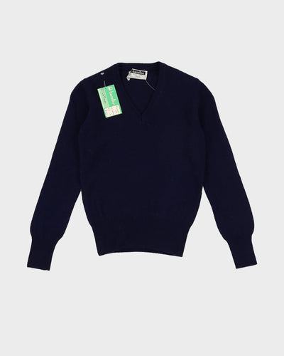 Vintage 70s Deadstock With Tags Benetton Navy Pullover Knit - Youth S / M