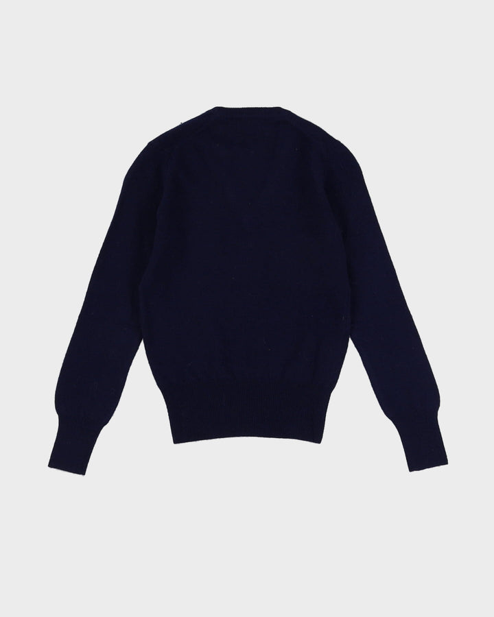 Vintage 70s Deadstock With Tags Benetton Navy Pullover Knit - Youth S / M