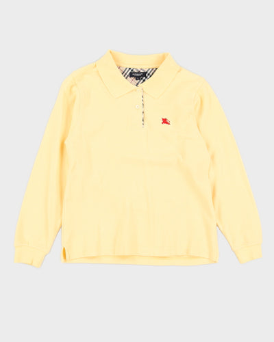 Youth Yellow Burberry Long Sleeve Polo Shirt