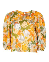 Vintage 80s Rose Print Lamé Chiffon Top &amp; Skirt Co-Ords - S