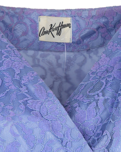 50s Vintage Ann Kauffman Lavender Floral Lace Dress - M