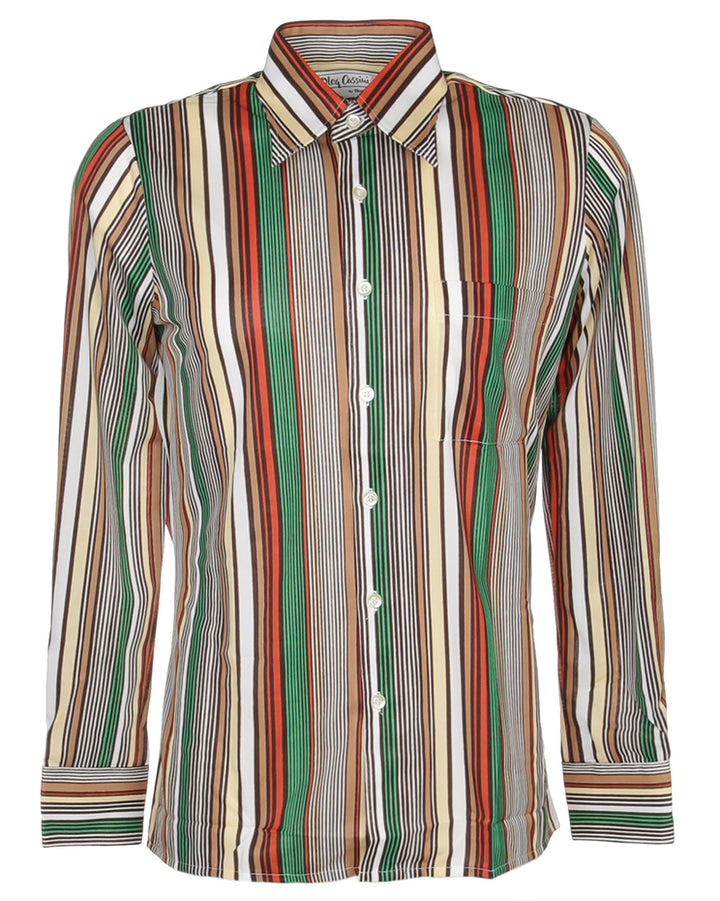 Rare 1970s Unworn Oleg Cassini Stripe Disco Shirt - Style 28