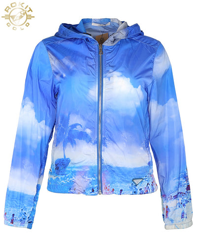 PRADA S/S 2010 BLUE TROPICAL PRINT WINDBREAKER - S