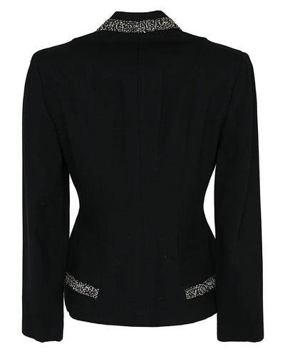 1940s Eve-Marie Black Bouclé & Crepe Jacket - M