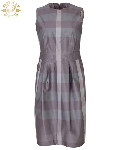 Burberry Purple Nova Check Sleeveless Dress - S