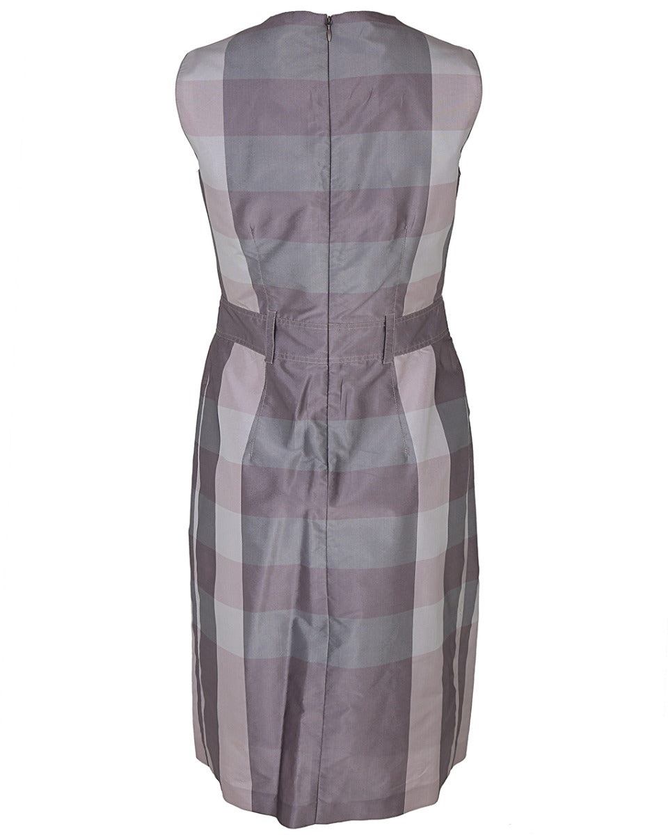 Burberry Purple Nova Check Sleeveless Dress - S