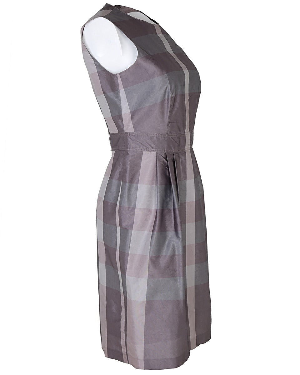 Burberry Purple Nova Check Sleeveless Dress - S