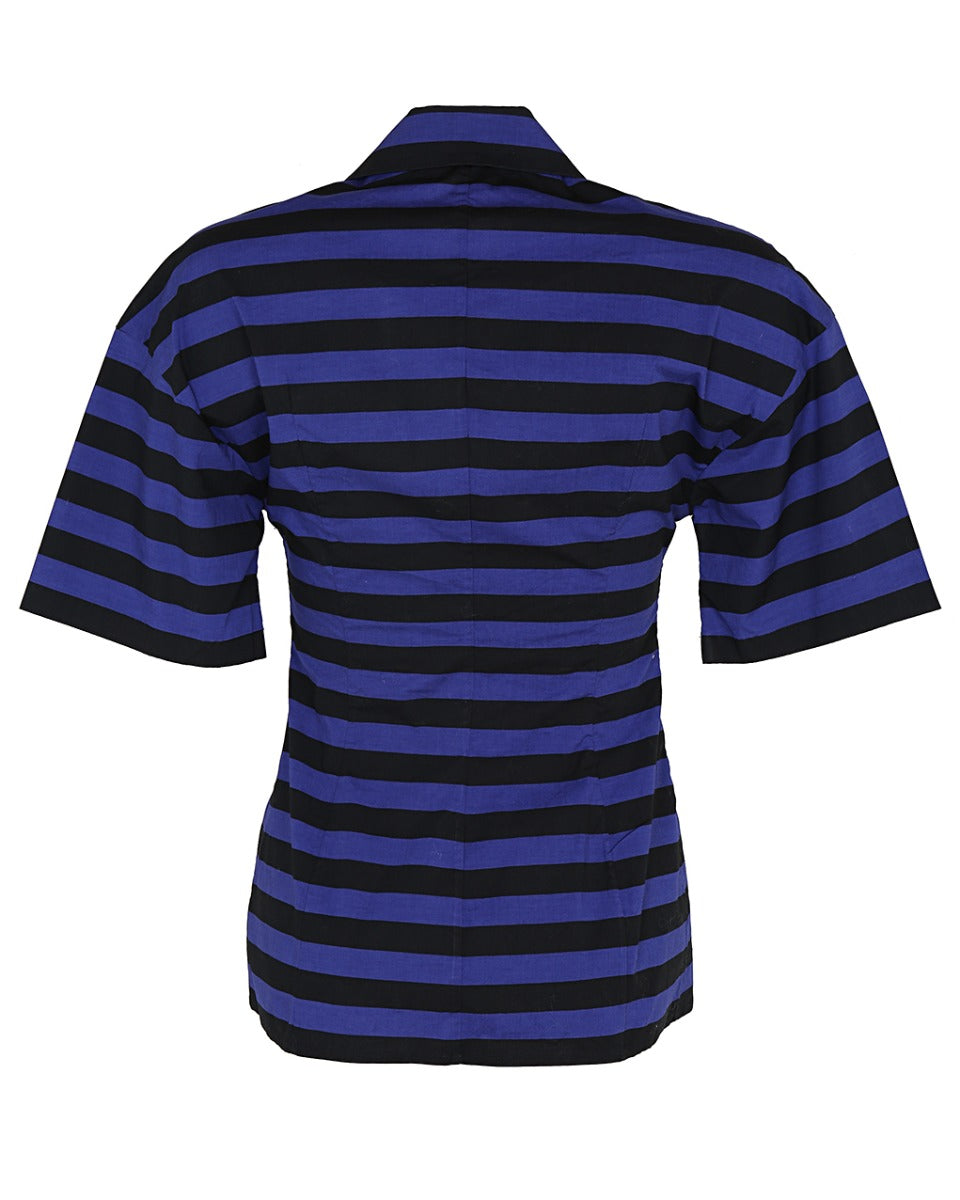 Prada S/S 2011 Purple &amp; Black Striped Blouse - XS