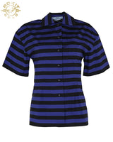 Prada S/S 2011 Purple &amp; Black Striped Blouse - XS