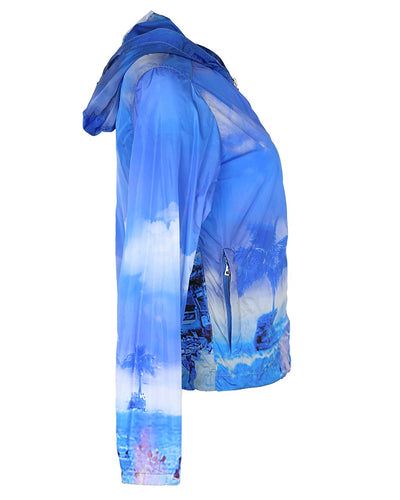 PRADA S/S 2010 BLUE TROPICAL PRINT WINDBREAKER - S