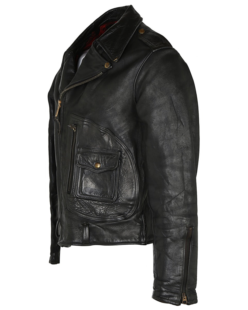 1950s Hercules Black Leather Biker Jacket - S