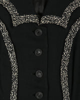 1940s Eve-Marie Black Bouclé &amp; Crepe Jacket - M