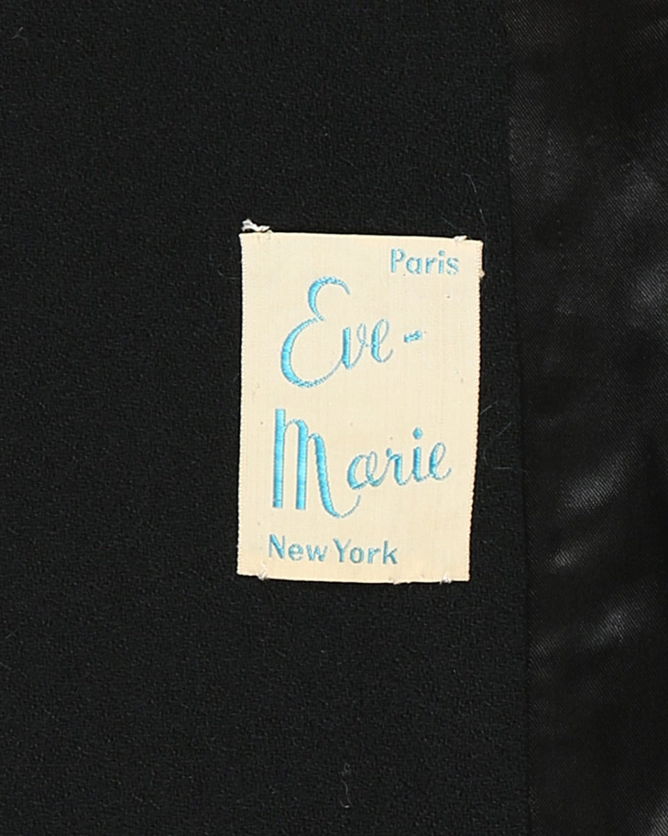 1940s Eve-Marie Black Bouclé &amp; Crepe Jacket - M