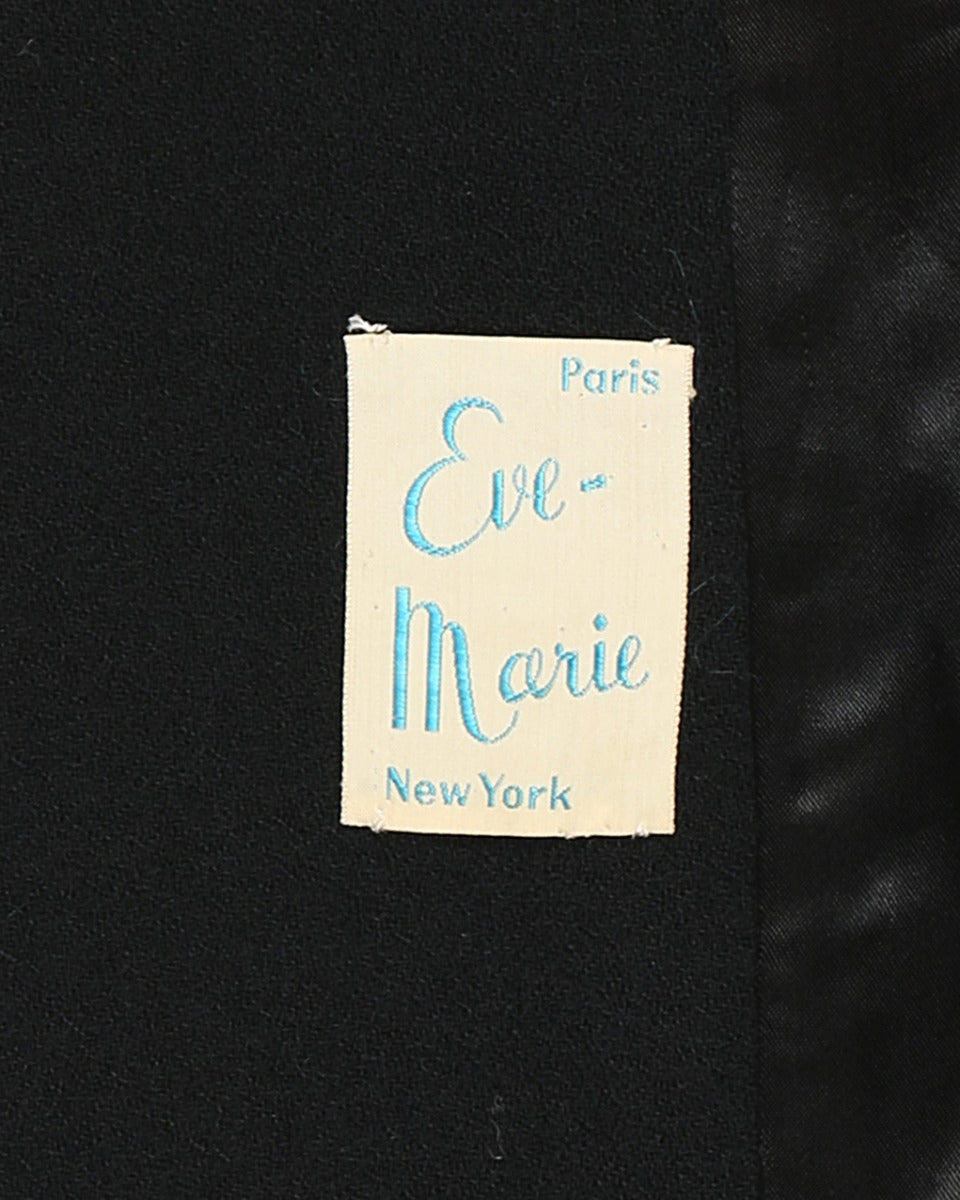 1940s Eve-Marie Black Bouclé & Crepe Jacket - M