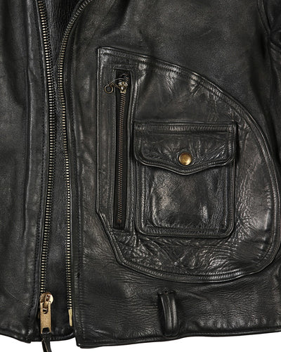 1950s Hercules Black Leather Biker Jacket - S