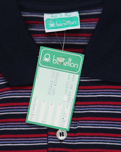Benetton deadstock striped short sleeve polo shirt - XS