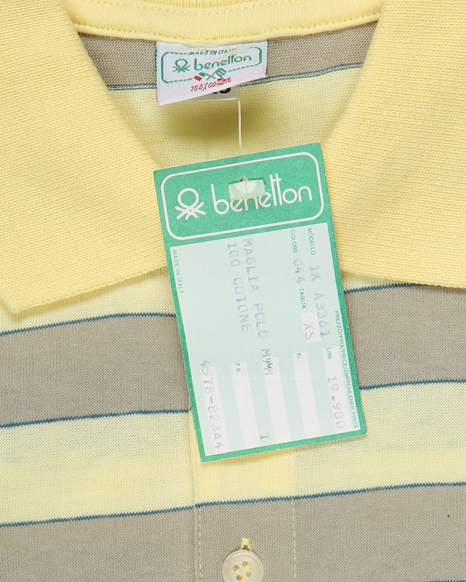 Benetton deadstock yellow short sleeve polo shirt - XXS