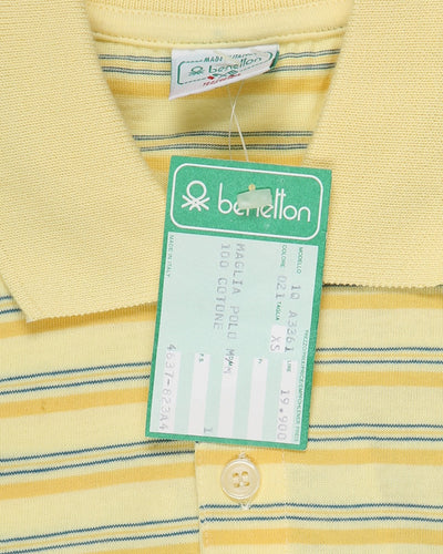Benetton deadstock yellow and blue short sleeve polo shirt - XXS