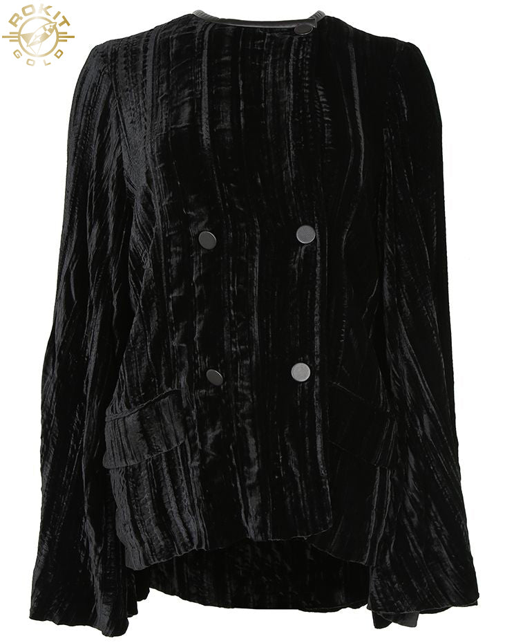 Alexander Wang Black Velvet Trumpet Sleeve Jacket - M